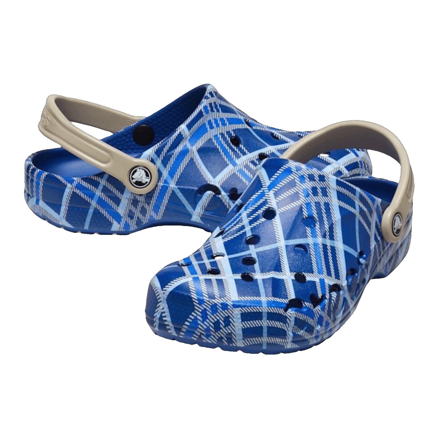 Crocs Baya Clog Holiday Plaid Blue Jean Side