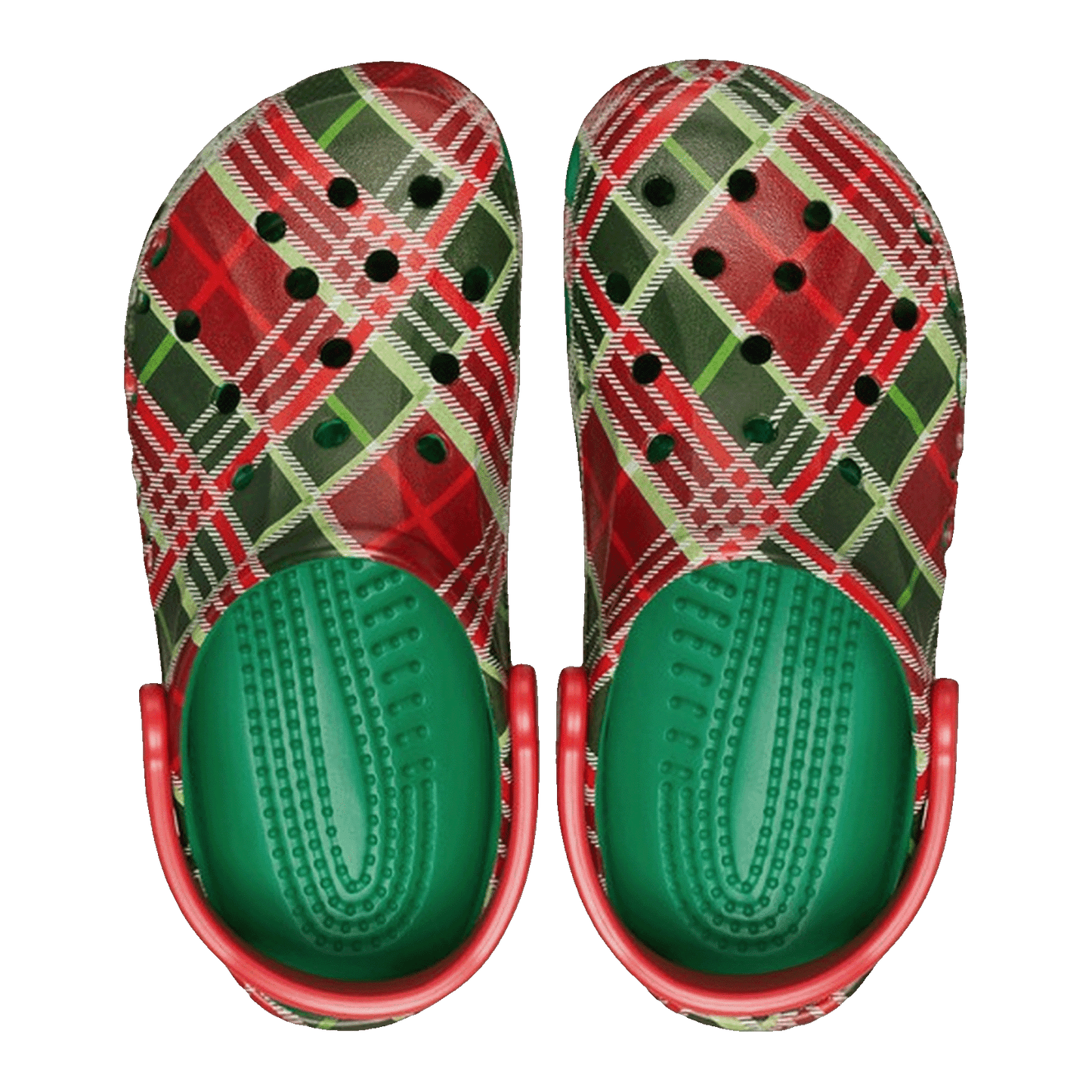 Crocs Baya Clog Holiday Plaid Kelly Green Oben