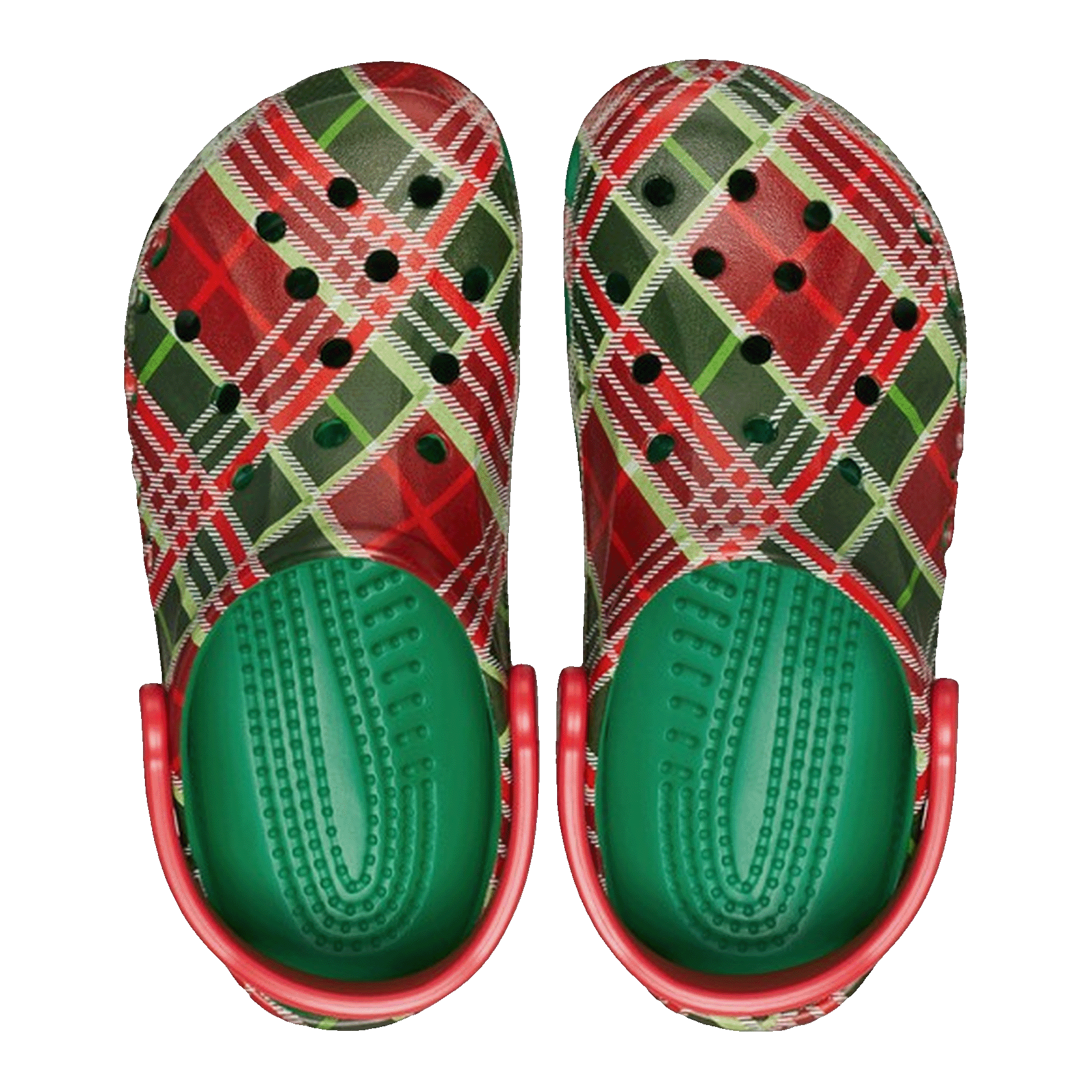 Crocs Baya Clog Holiday Plaid Kelly Green Oben
