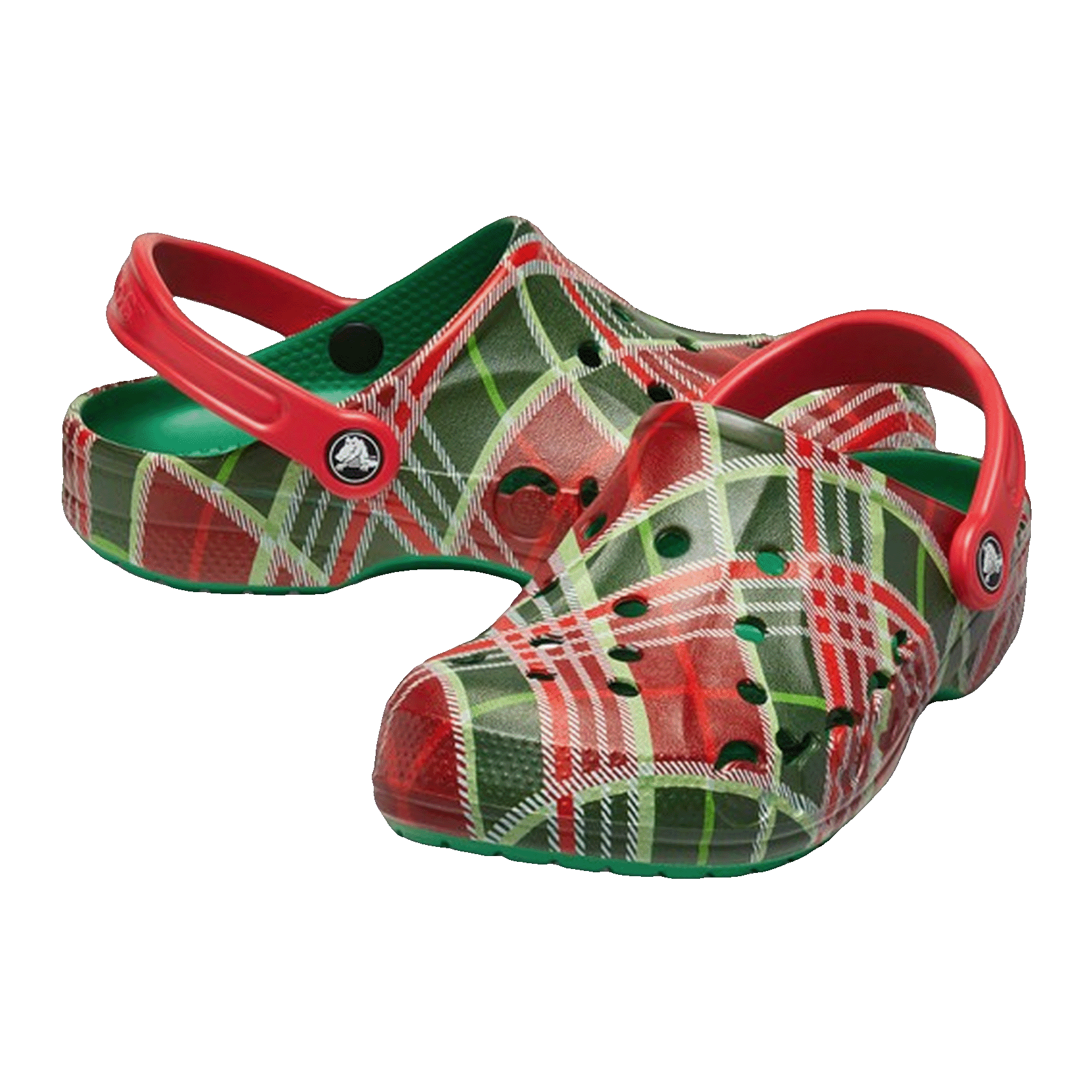 Crocs Baya Clog Holiday Plaid Kelly Green Side