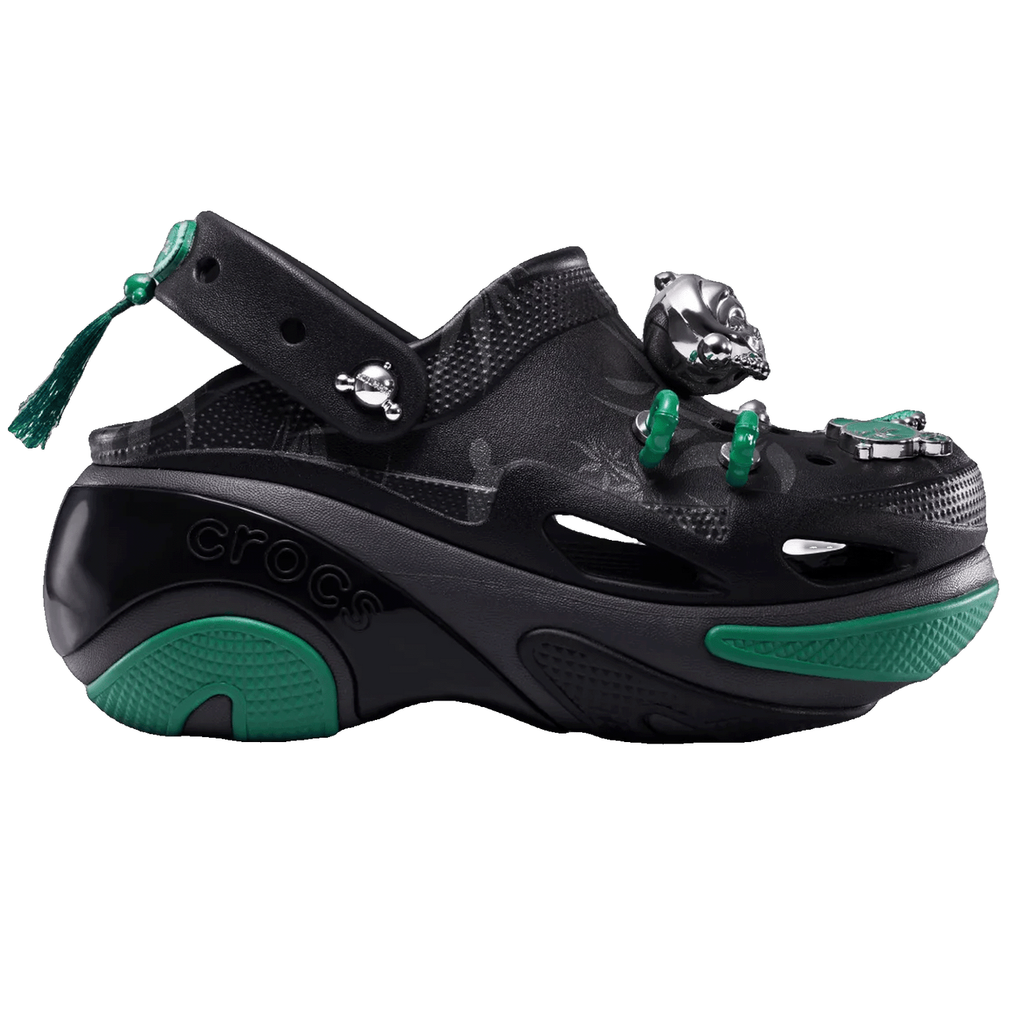 Crocs Bubble Crush Clog Pop Mart SKULLPANDA Black Green