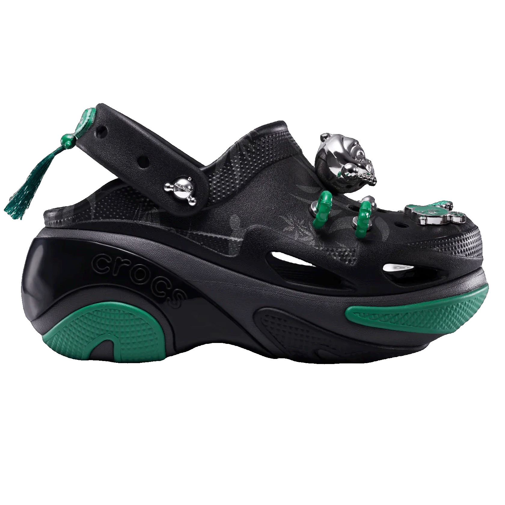 Crocs Bubble Crush Clog Pop Mart SKULLPANDA Black Green