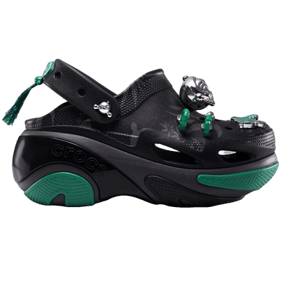 Crocs Bubble Crush Clog Pop Mart SKULLPANDA Black Green
