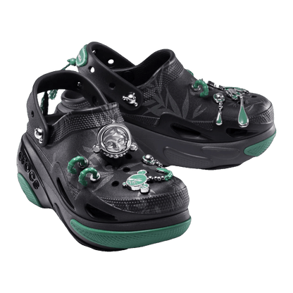 Crocs Bubble Crush Clog Pop Mart SKULLPANDA Black Green Side