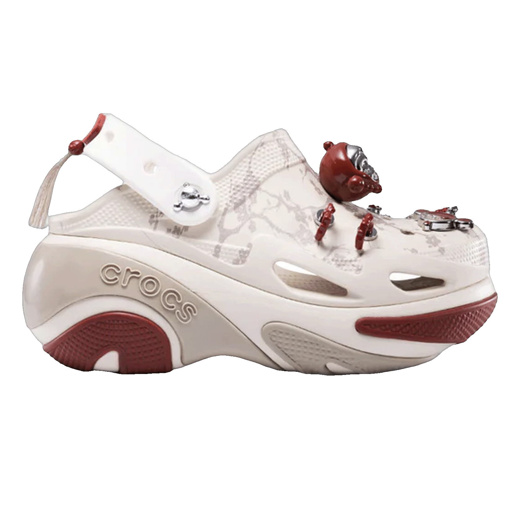 Crocs Bubble Crush Clog Pop Mart SKULLPANDA White Red