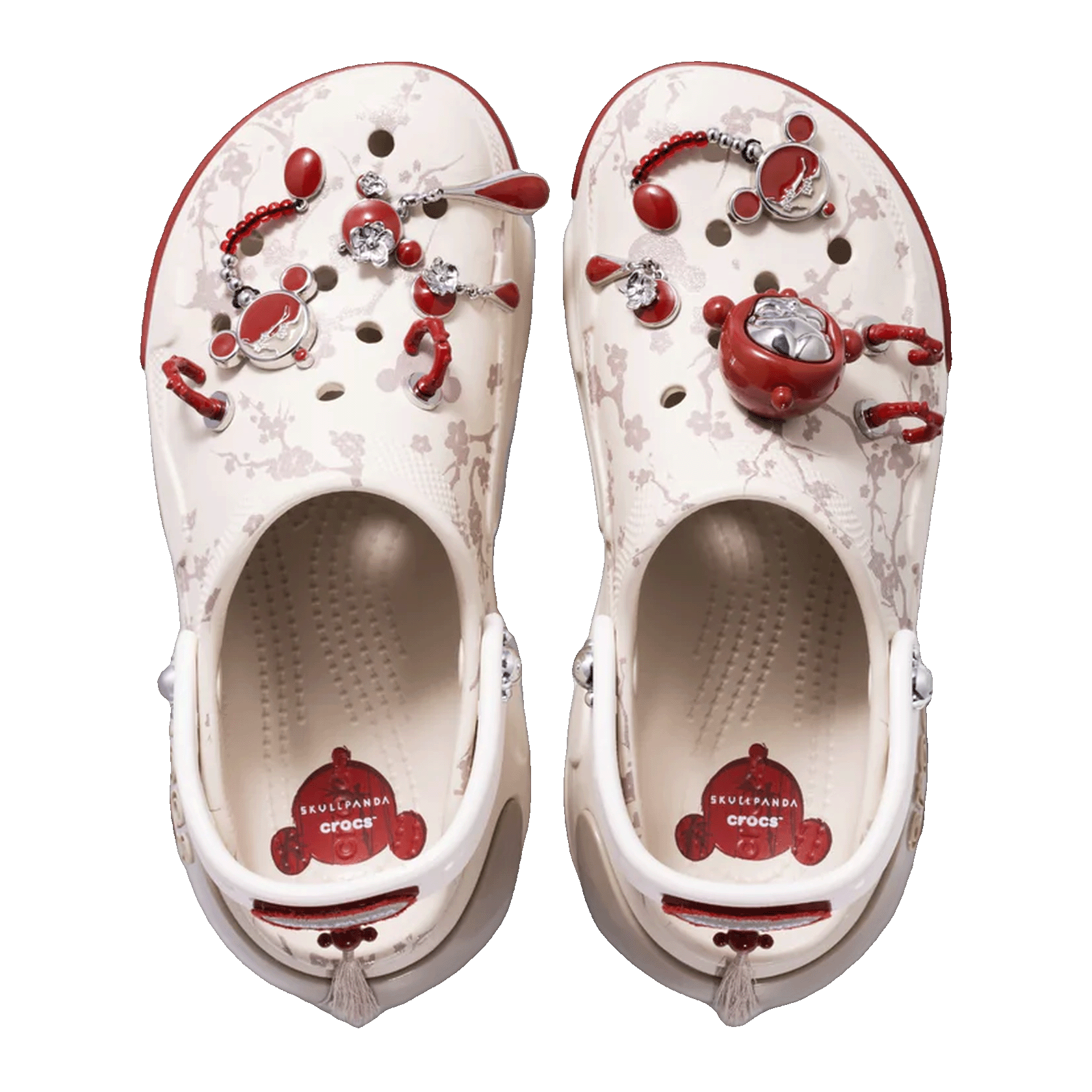 Crocs Bubble Crush Clog Pop Mart SKULLPANDA White Red Oben