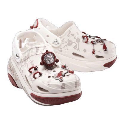 Crocs Bubble Crush Clog Pop Mart SKULLPANDA White Red Side