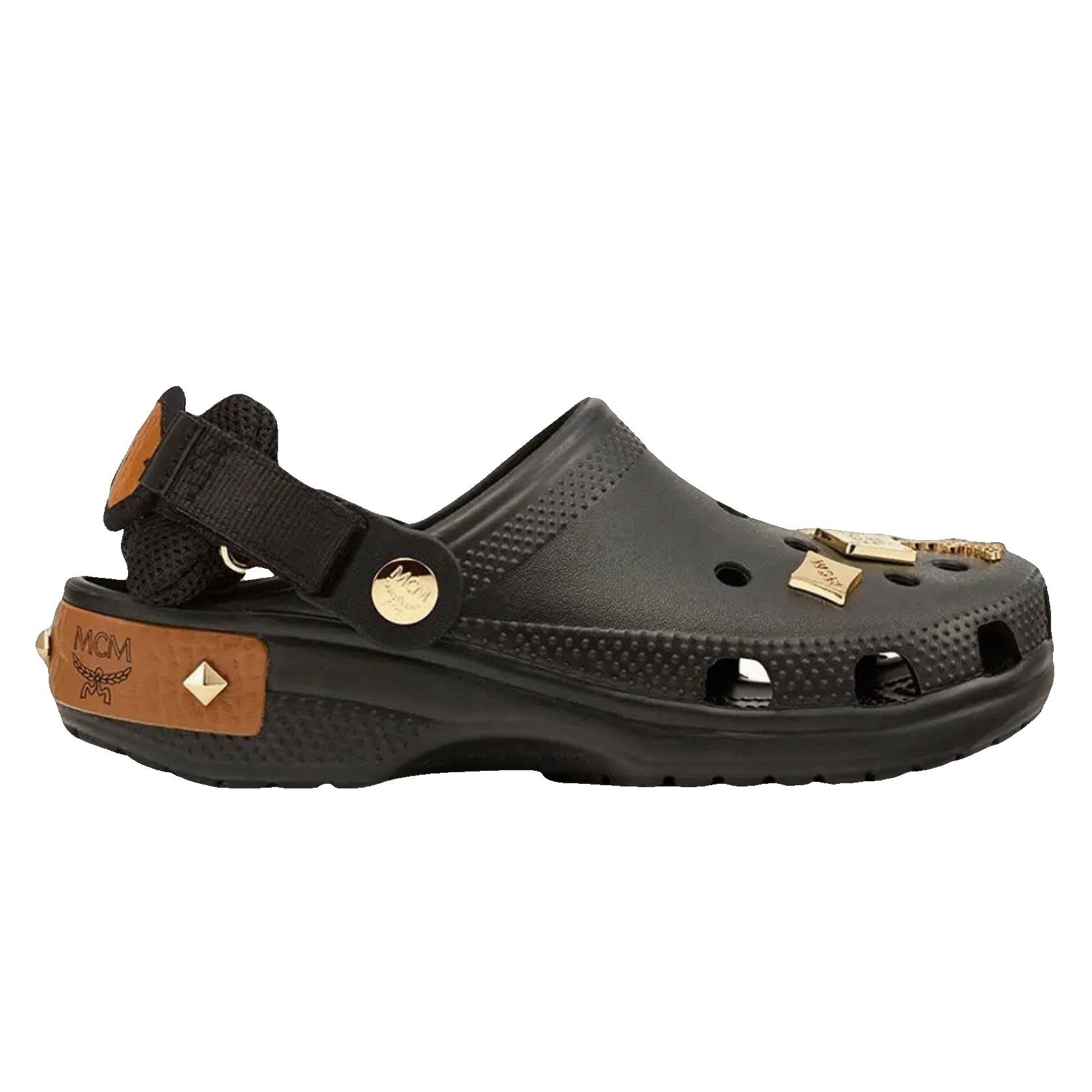 Crocs Classic Clog MCM Visetos Belt Bag Black Cognac Gold