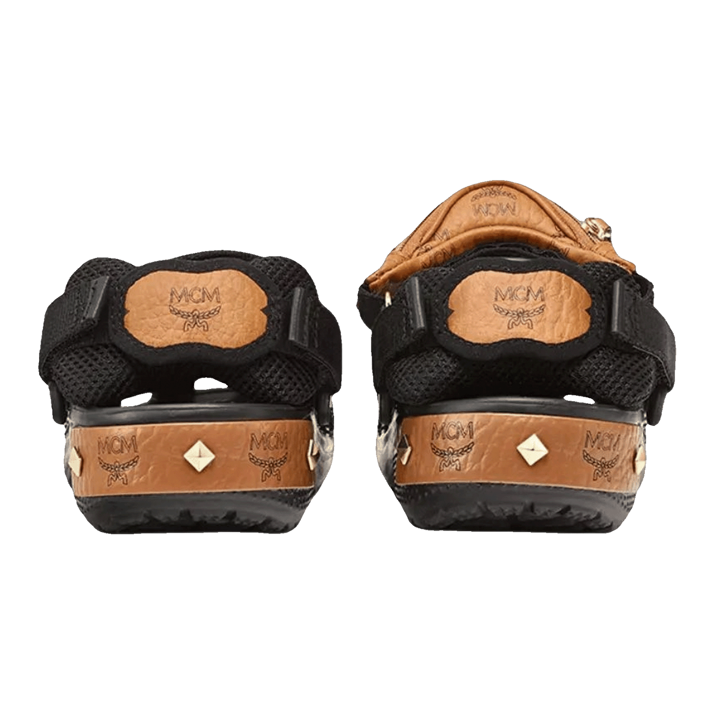 Crocs Classic Clog MCM Visetos Belt Bag Black Cognac Gold Back