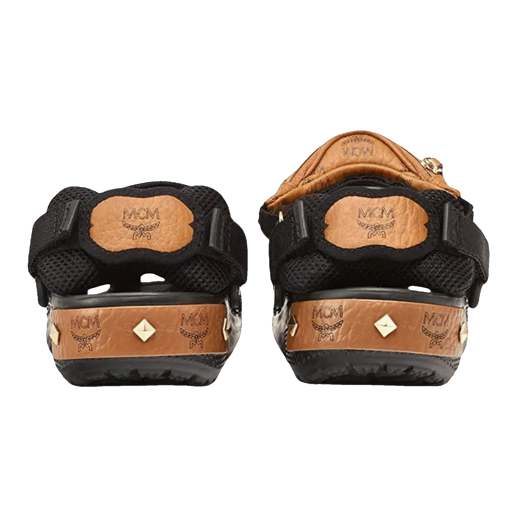 Crocs Classic Clog MCM Visetos Belt Bag Black Cognac Gold Back