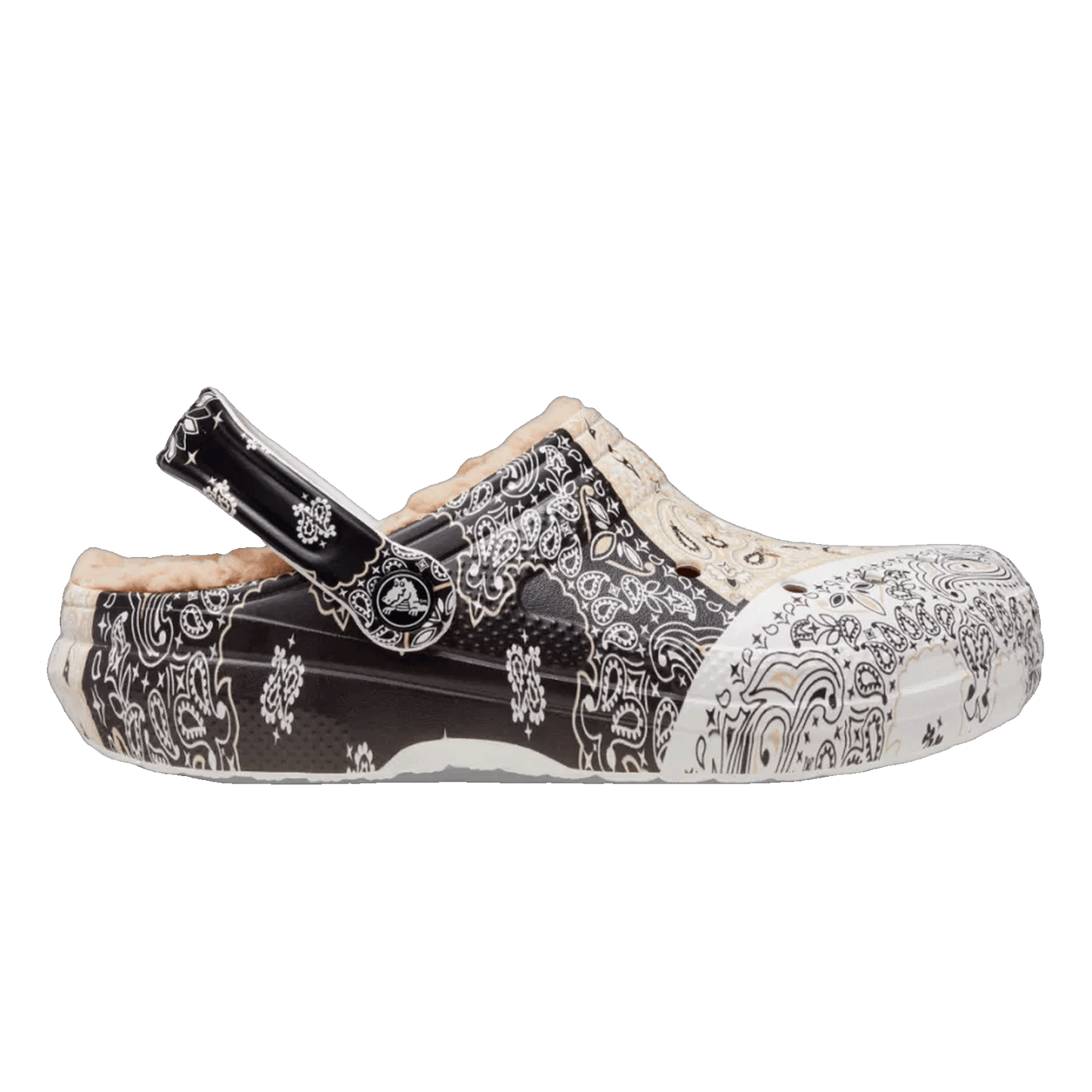 Crocs Classic Fleece Lined Clog Bandana Black White Chai