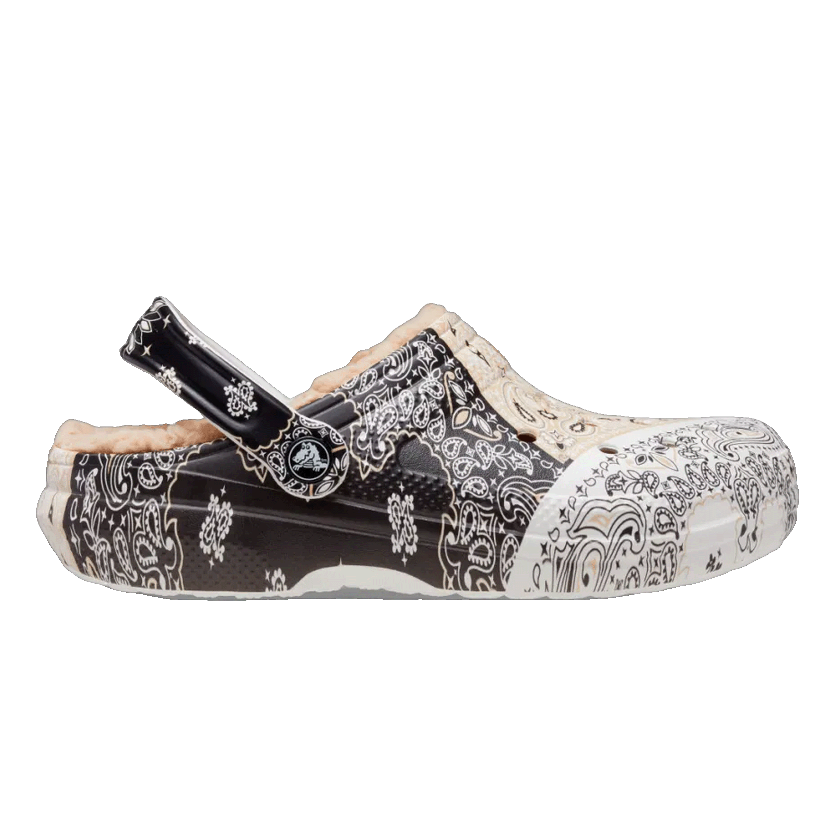 Crocs Classic Fleece Lined Clog Bandana Black White Chai