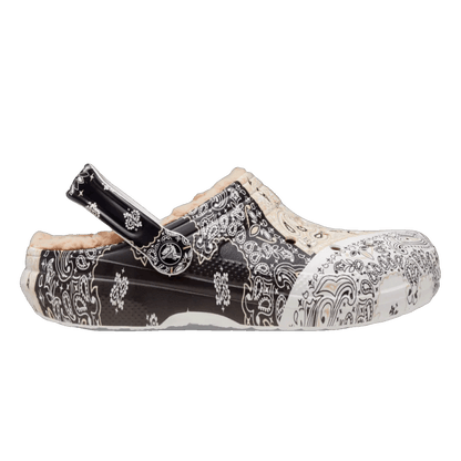 Crocs Classic Fleece Lined Clog Bandana Black White Chai