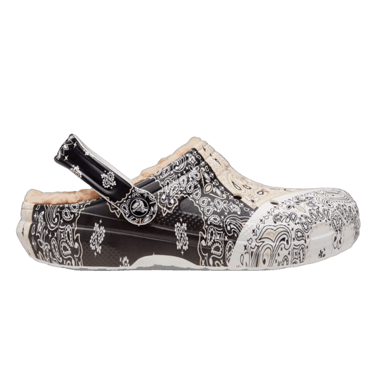 Crocs Classic Fleece Lined Clog Bandana Black White Chai
