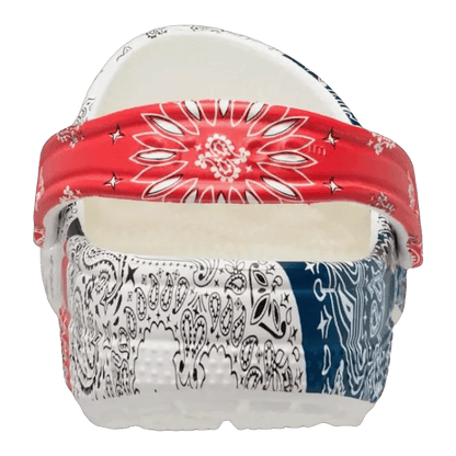 Crocs Classic Fleece Lined Clog Bandana White Red Blue Green Back