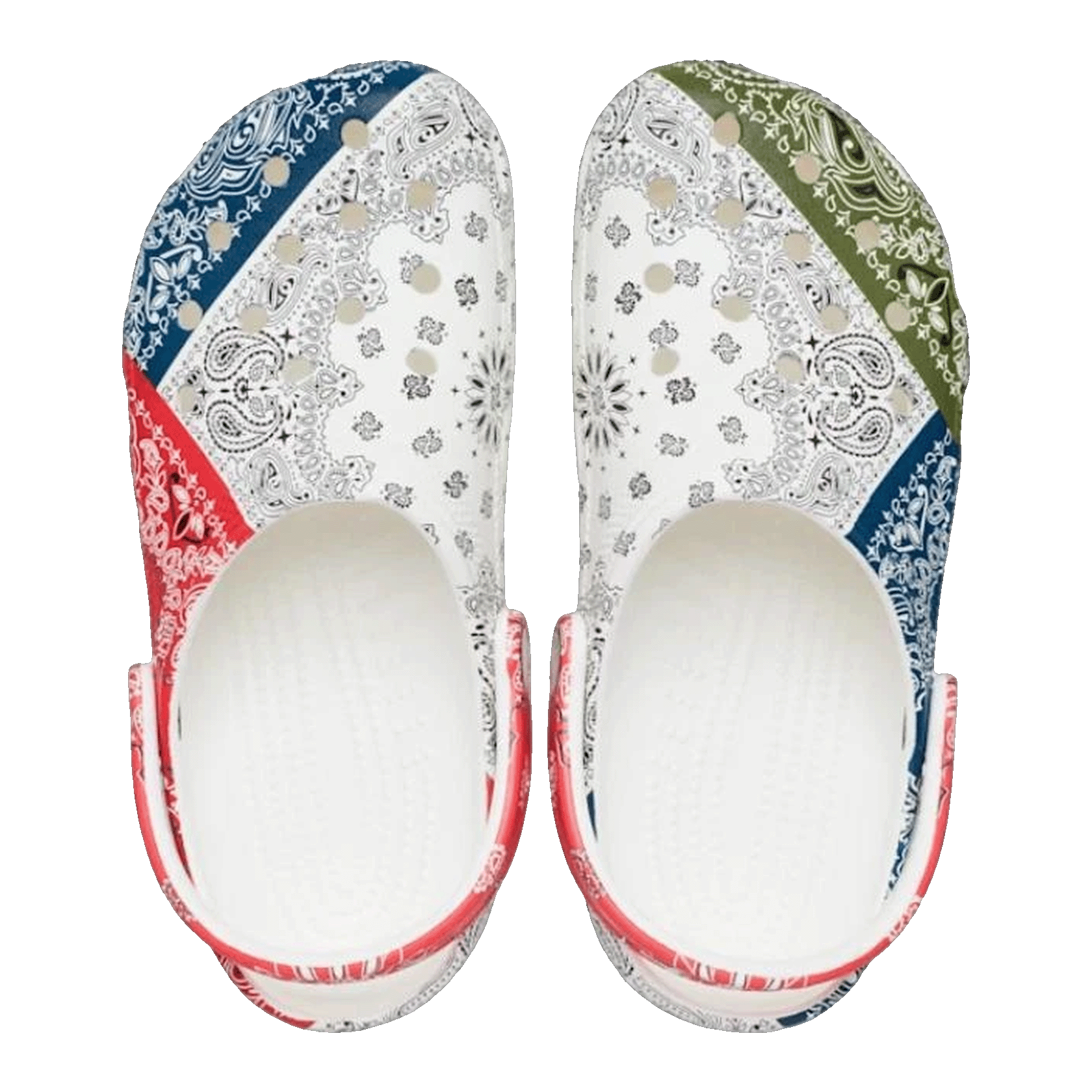 Crocs Classic Fleece Lined Clog Bandana White Red Blue Green Oben
