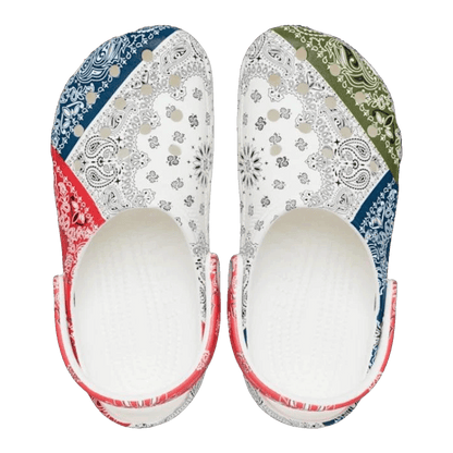 Crocs Classic Fleece Lined Clog Bandana White Red Blue Green Oben