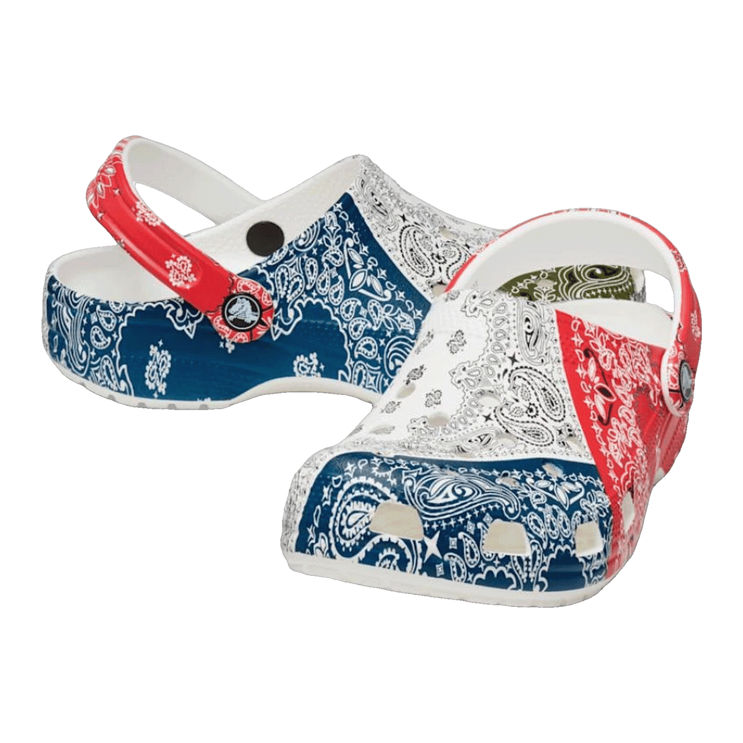 Crocs Classic Fleece Lined Clog Bandana White Red Blue Green Side