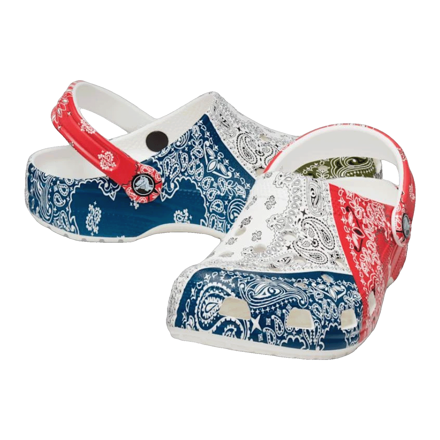 Crocs Classic Fleece Lined Clog Bandana White Red Blue Green Side