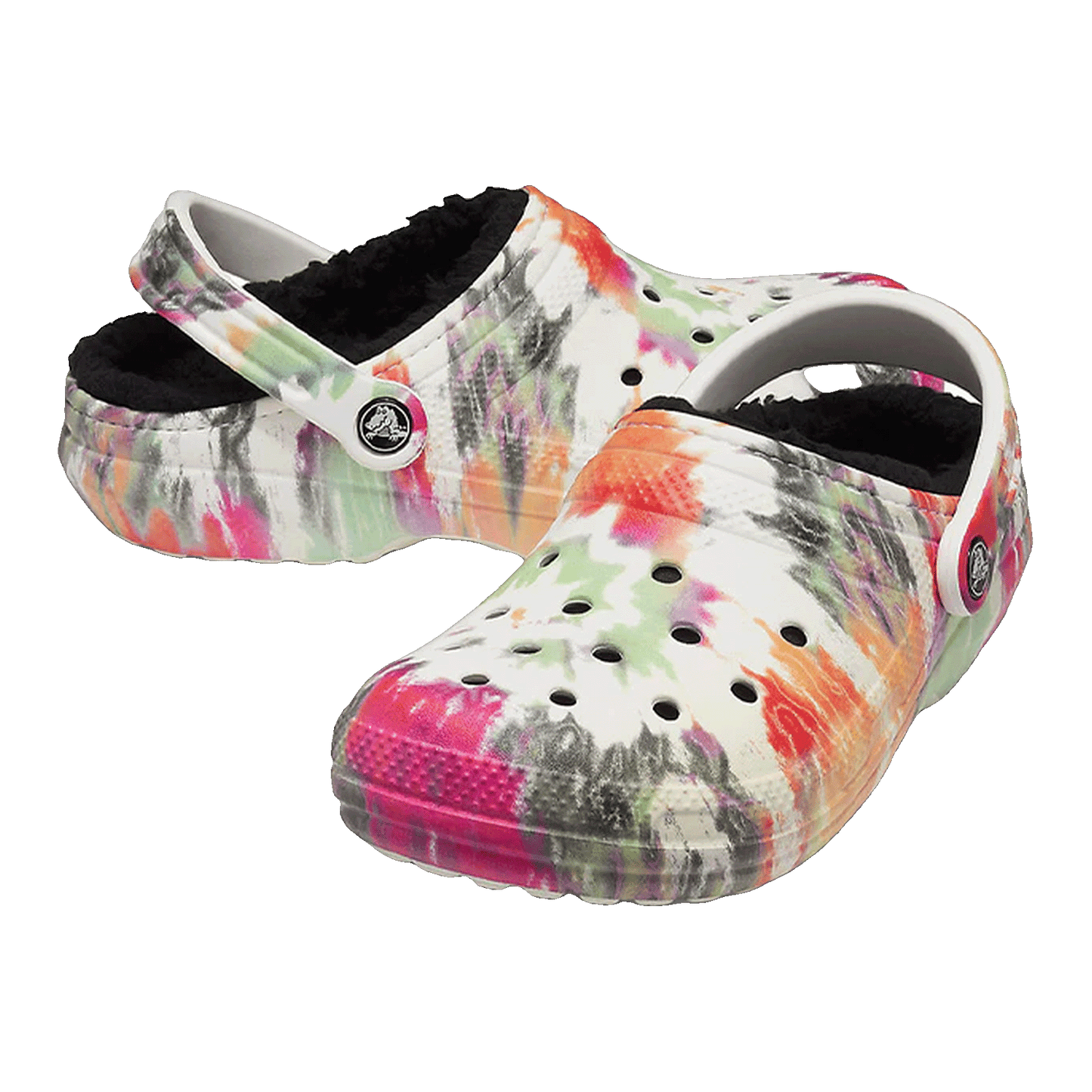Crocs Classic Tie-Dye Lined Clog Black Multi Side