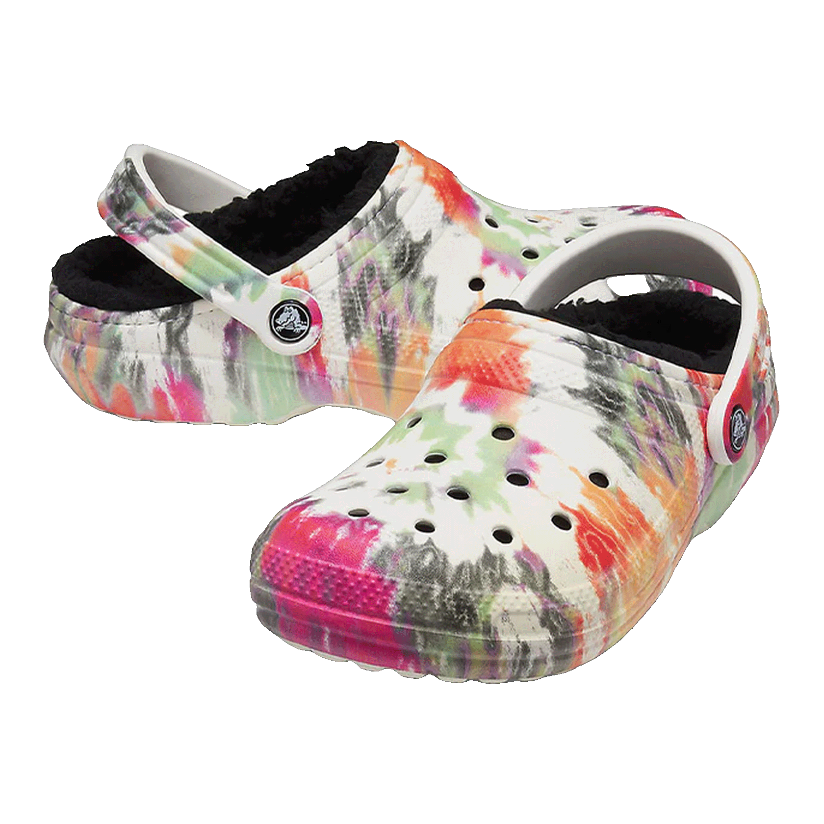 Crocs Classic Tie-Dye Lined Clog Black Multi Side
