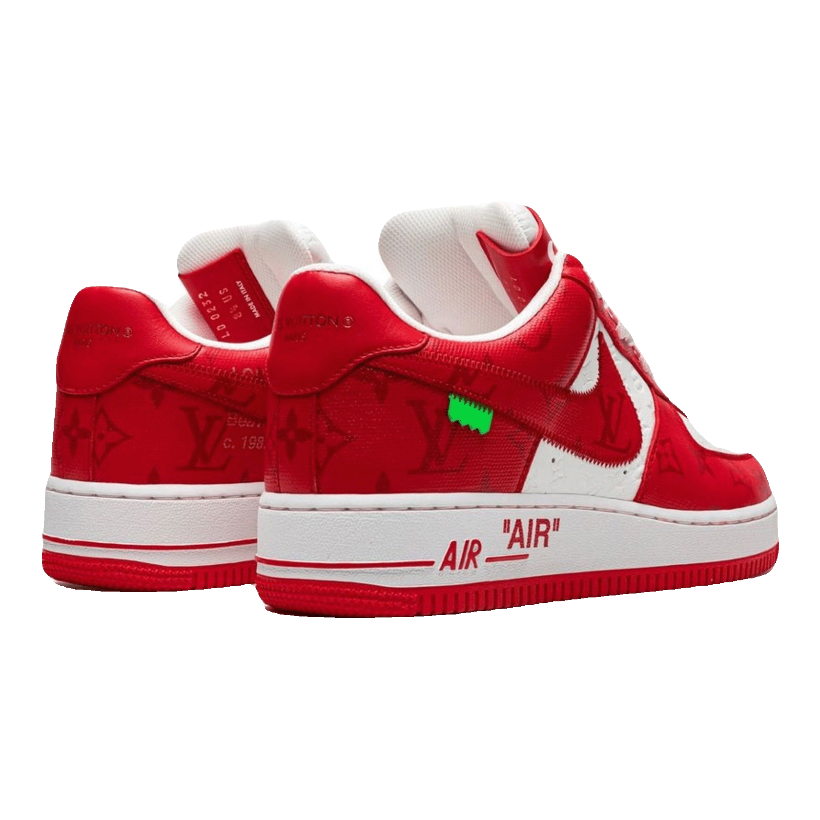Louis Vuitton Nike Air Force 1 Low By Virgil Abloh White Red Back