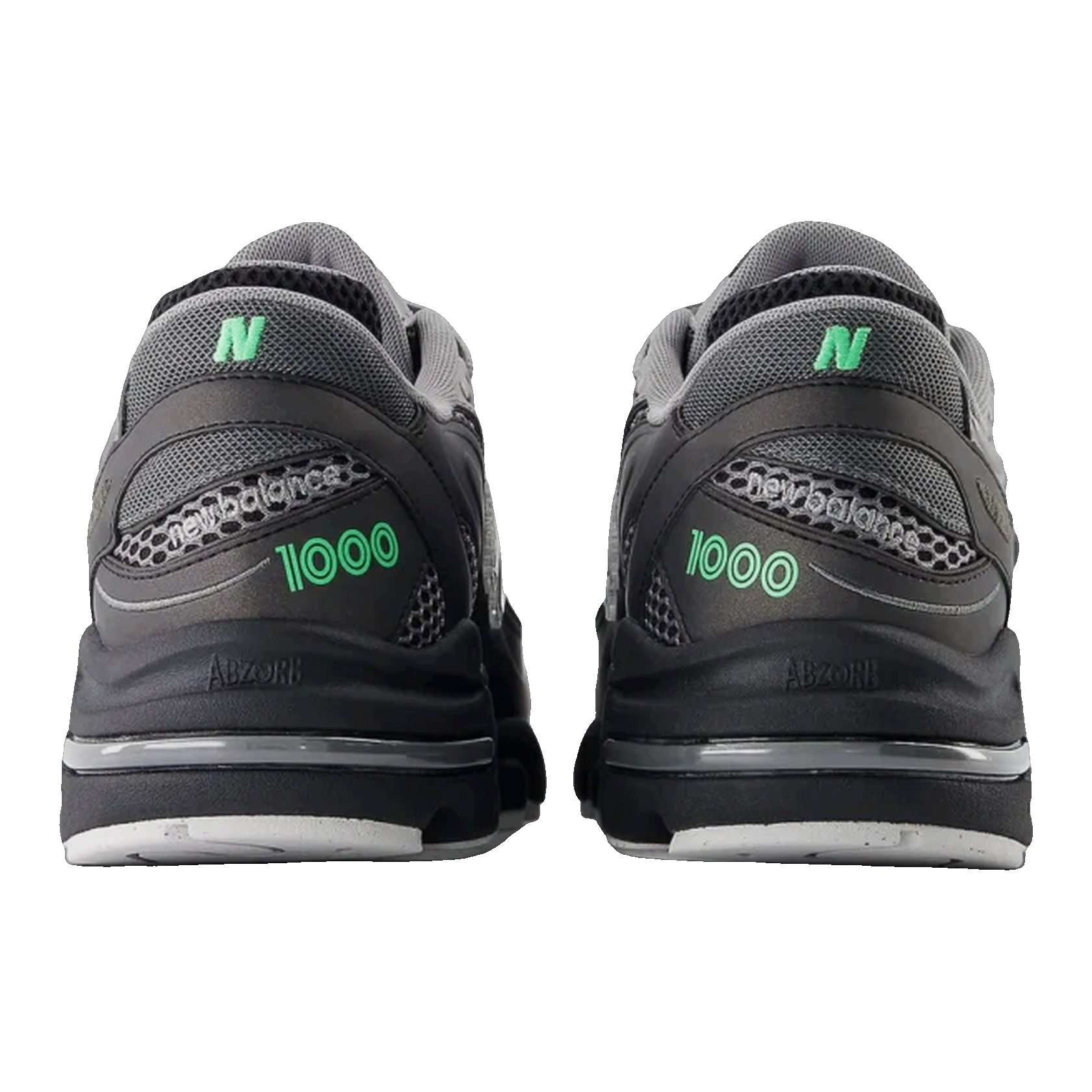 New Balance 1000 Dark Silver Metallic Lime Leaf Back M1000T