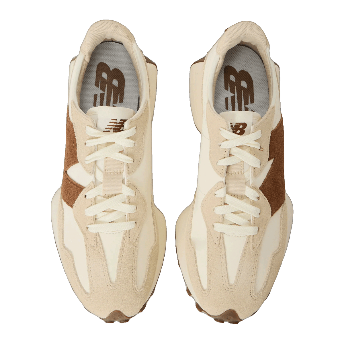 New Balance 327 Beige Brown Suede Oben