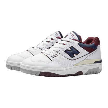 New Balance 550 White Navy NB Burgundy Side BB550NCD