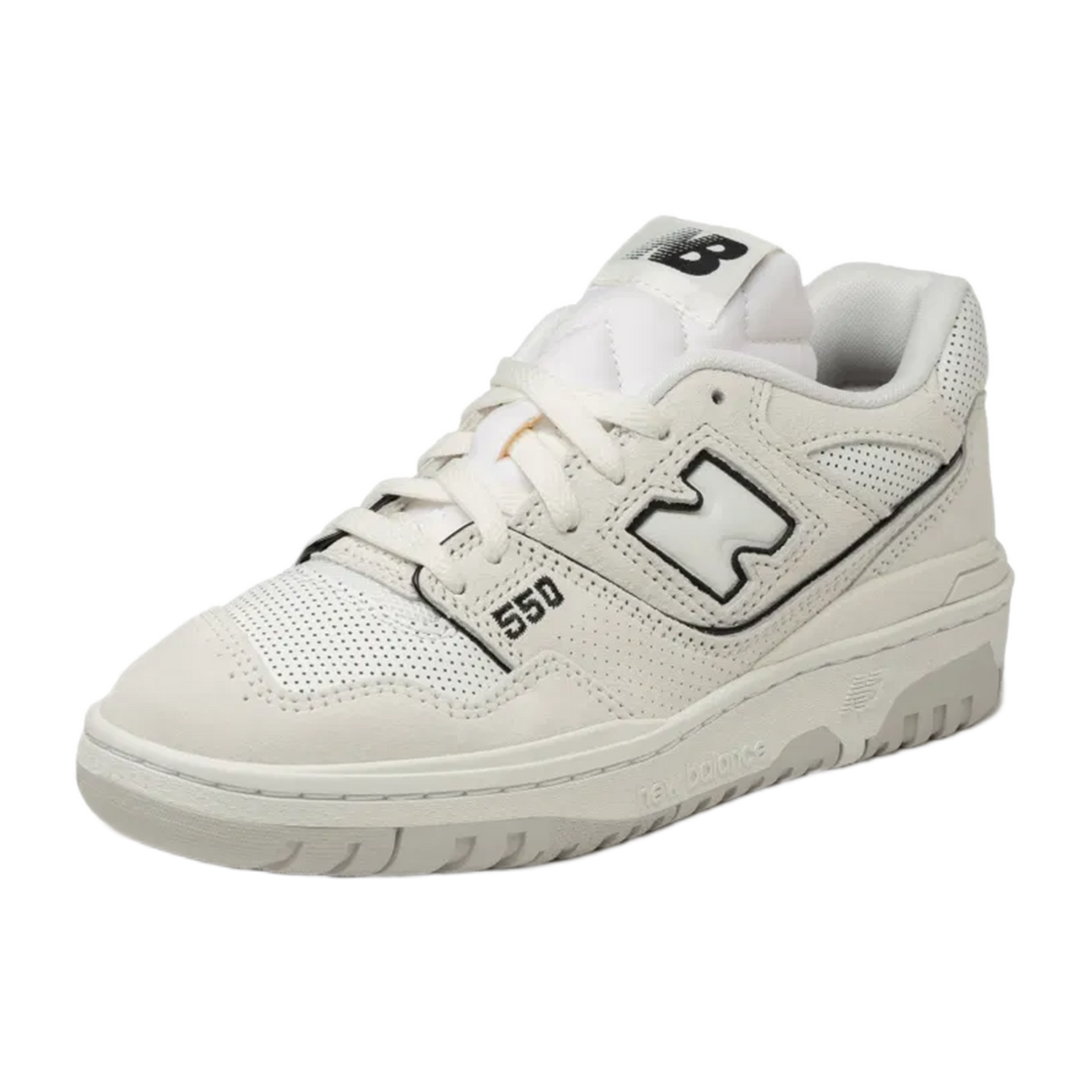 New Balance 550 White Perforated Leather Black Side BB550PRB