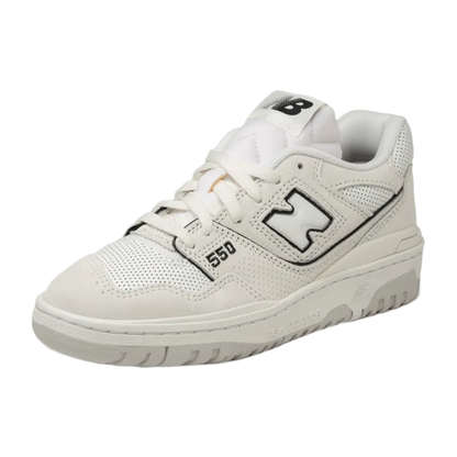 New Balance 550 White Perforated Leather Black Side BB550PRB