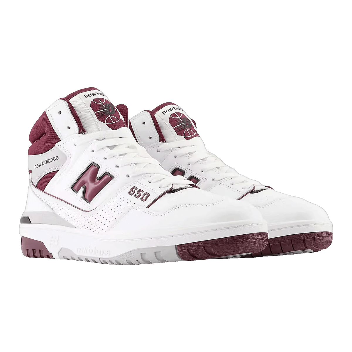 New Balance 650 White Burgundy Raincloud Side BB650RCH
