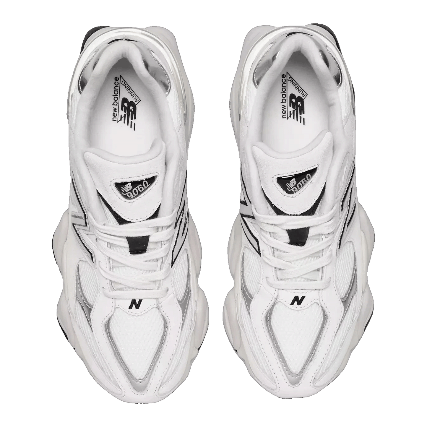 New Balance 9060 White Black Metallic Silver Oben