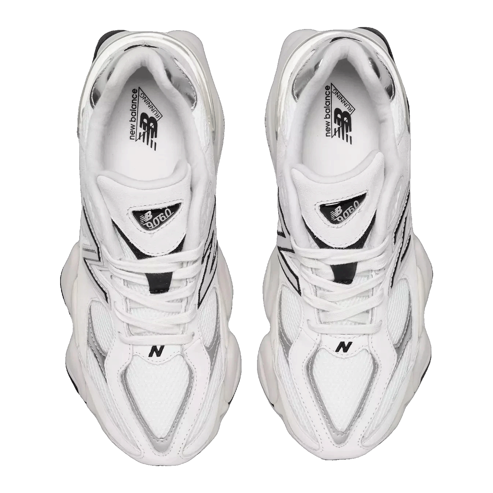 New Balance 9060 White Black Metallic Silver Oben