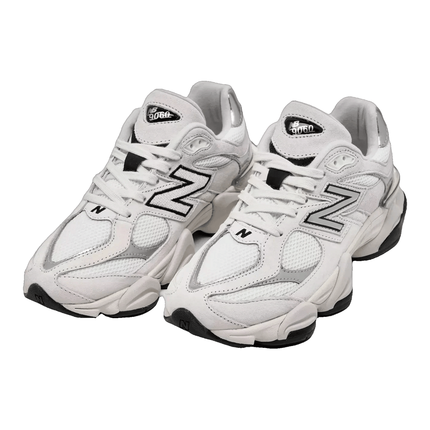 New Balance 9060 White Black Metallic Silver Side