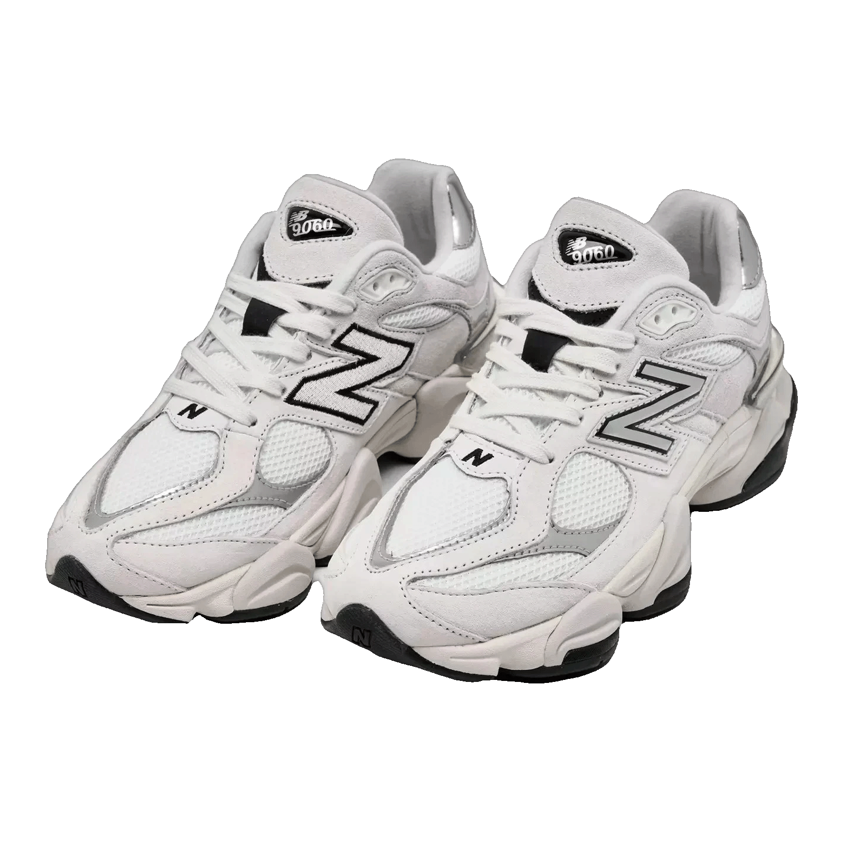 New Balance 9060 White Black Metallic Silver Side