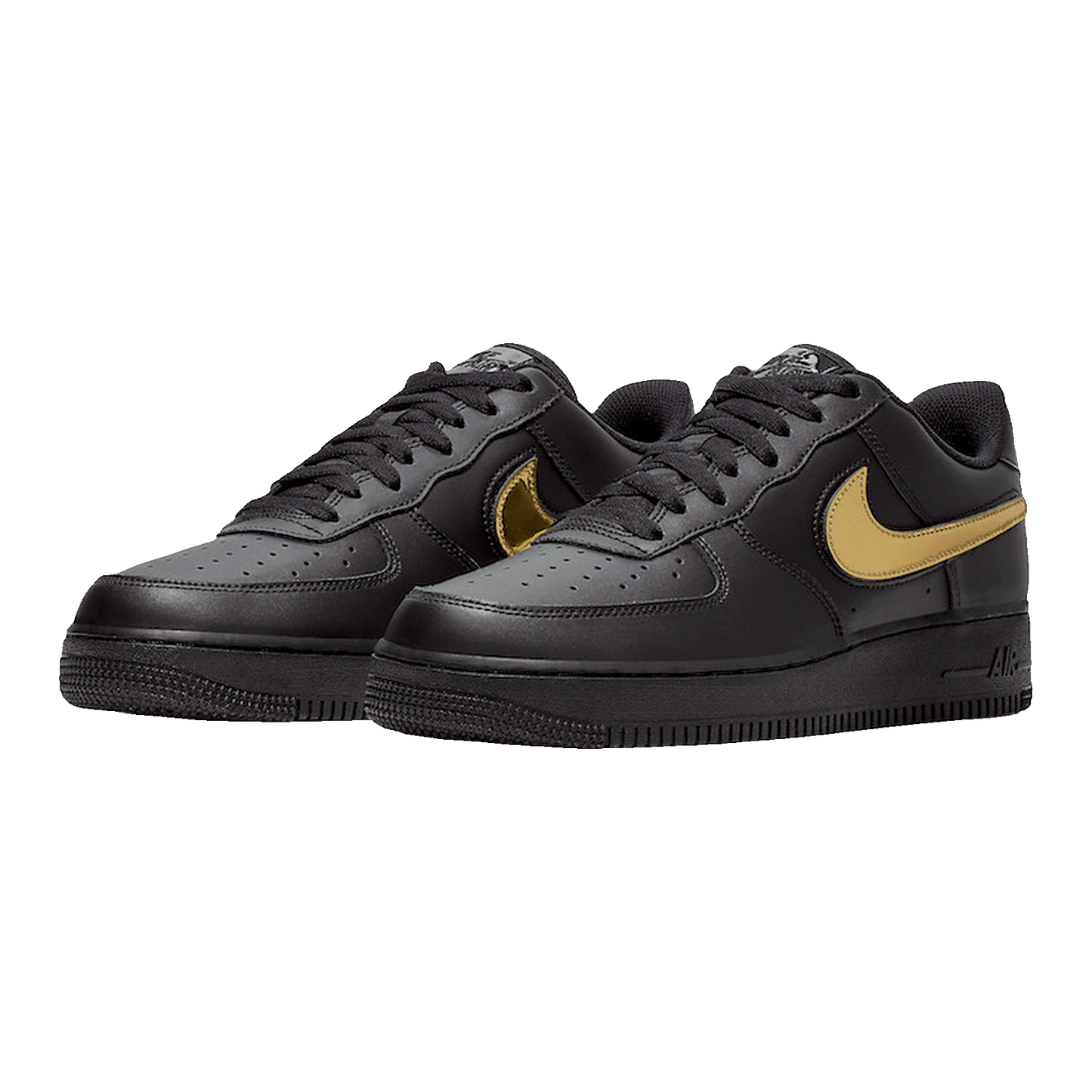 Nike Air Force 1 Black Metallic Gold Removable Swoosh Pack