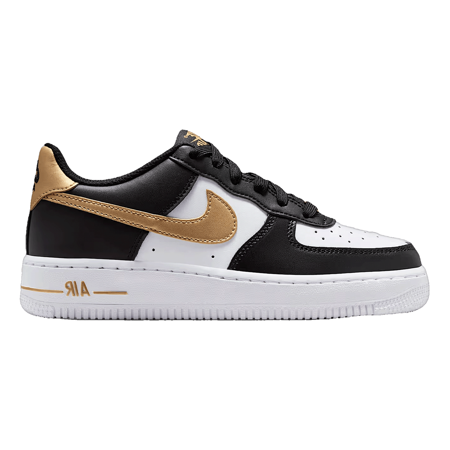Nike Air Force 1 Low Black White Metallic Gold (GS)