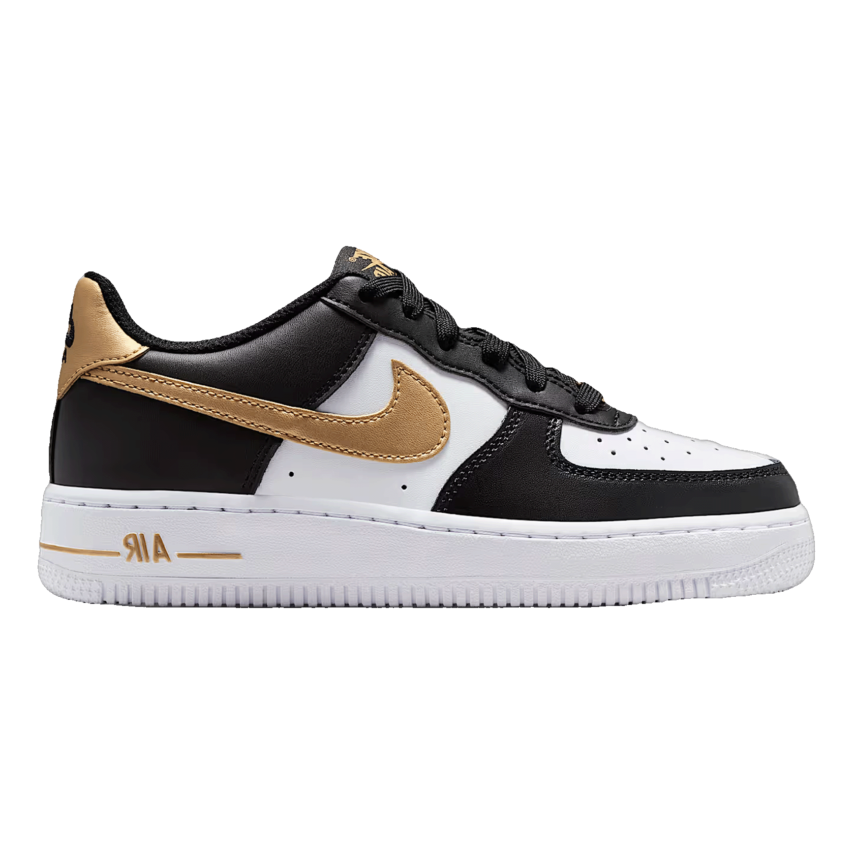 Nike Air Force 1 Low Black White Metallic Gold (GS)