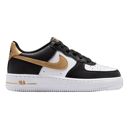 Nike Air Force 1 Low Black White Metallic Gold (GS)