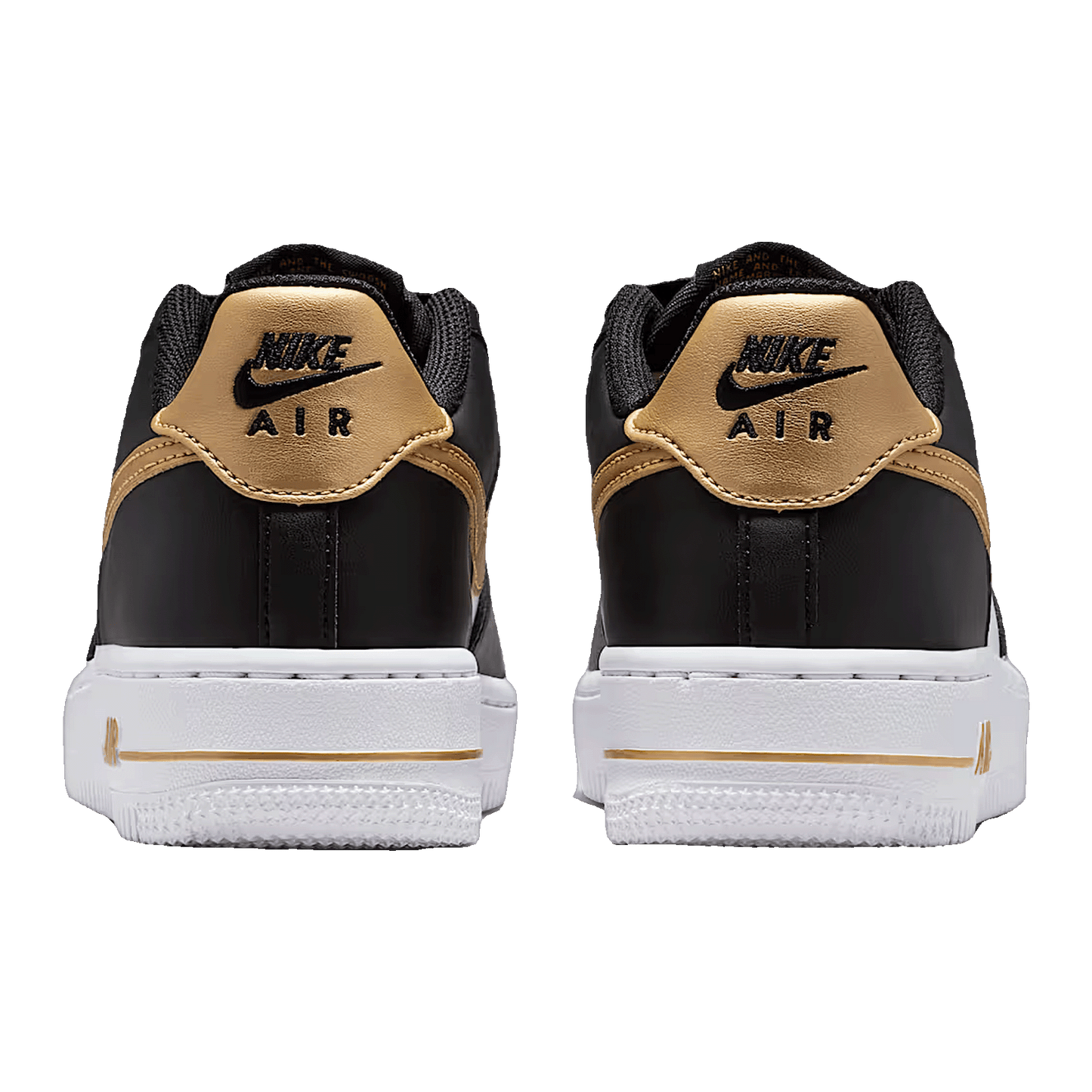 Nike Air Force 1 Low Black White Metallic Gold (GS) Back
