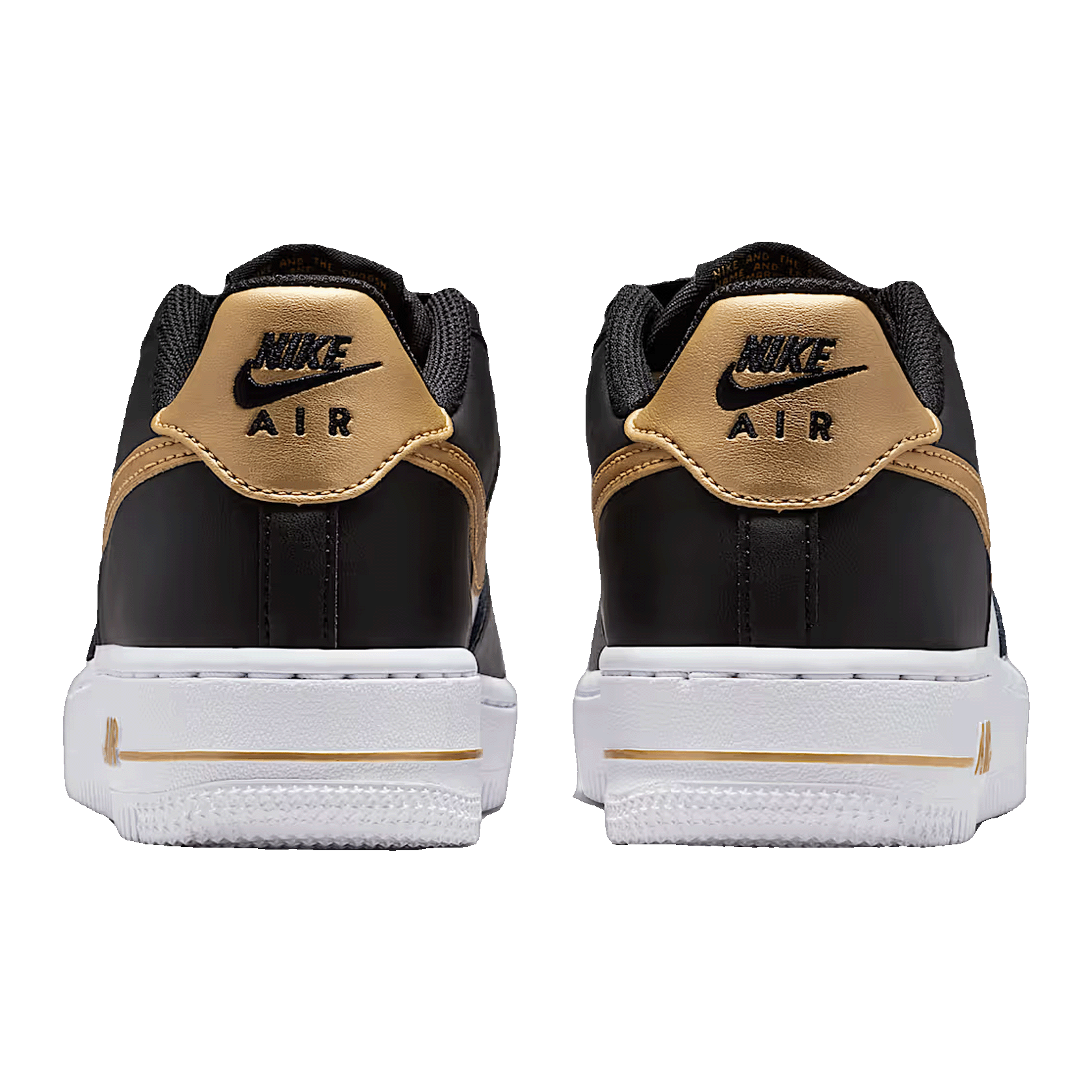 Nike Air Force 1 Low Black White Metallic Gold (GS) Back