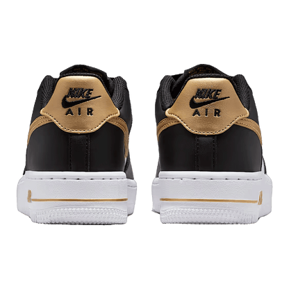 Nike Air Force 1 Low Black White Metallic Gold (GS) Back