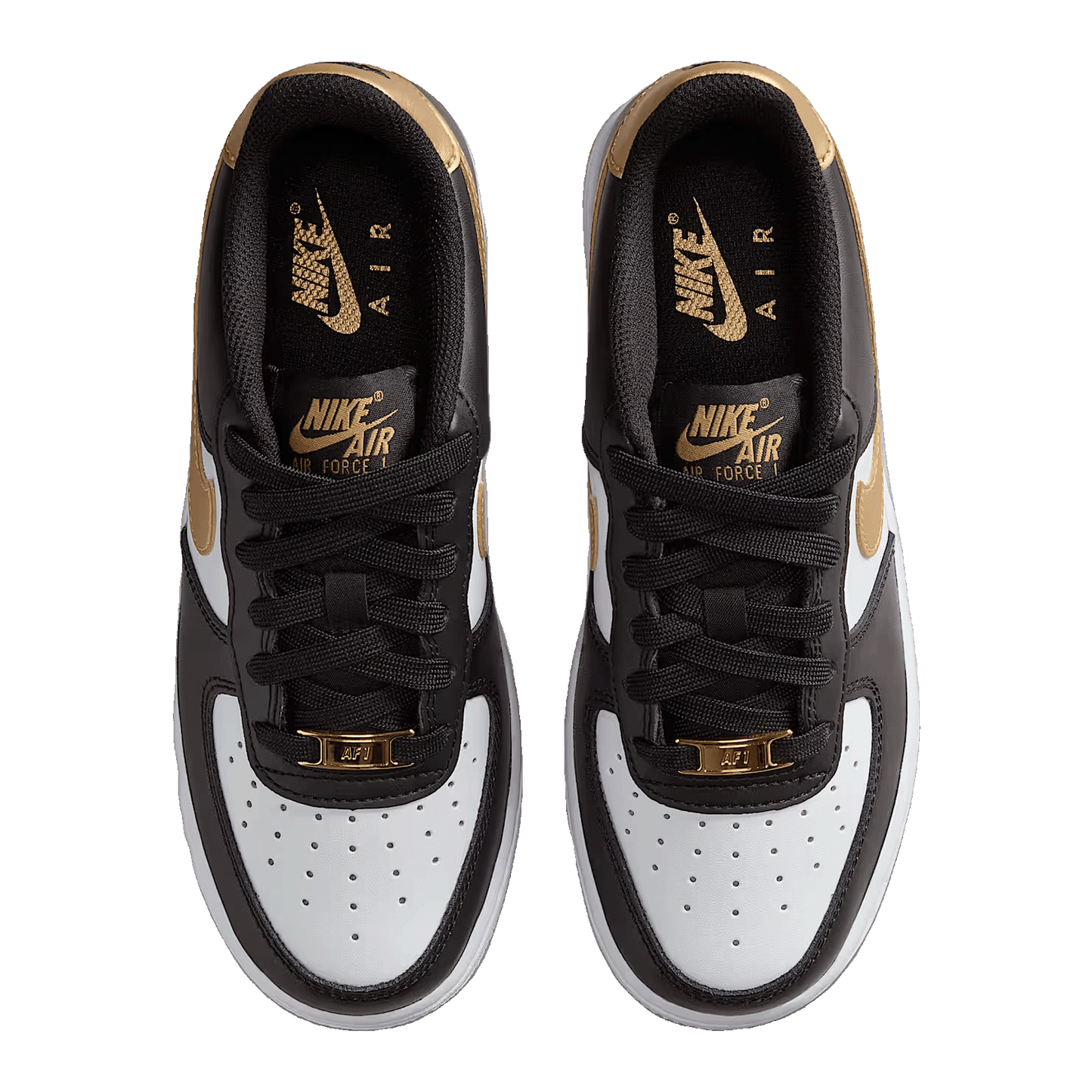 Nike Air Force 1 Low Black White Metallic Gold (GS) Oben