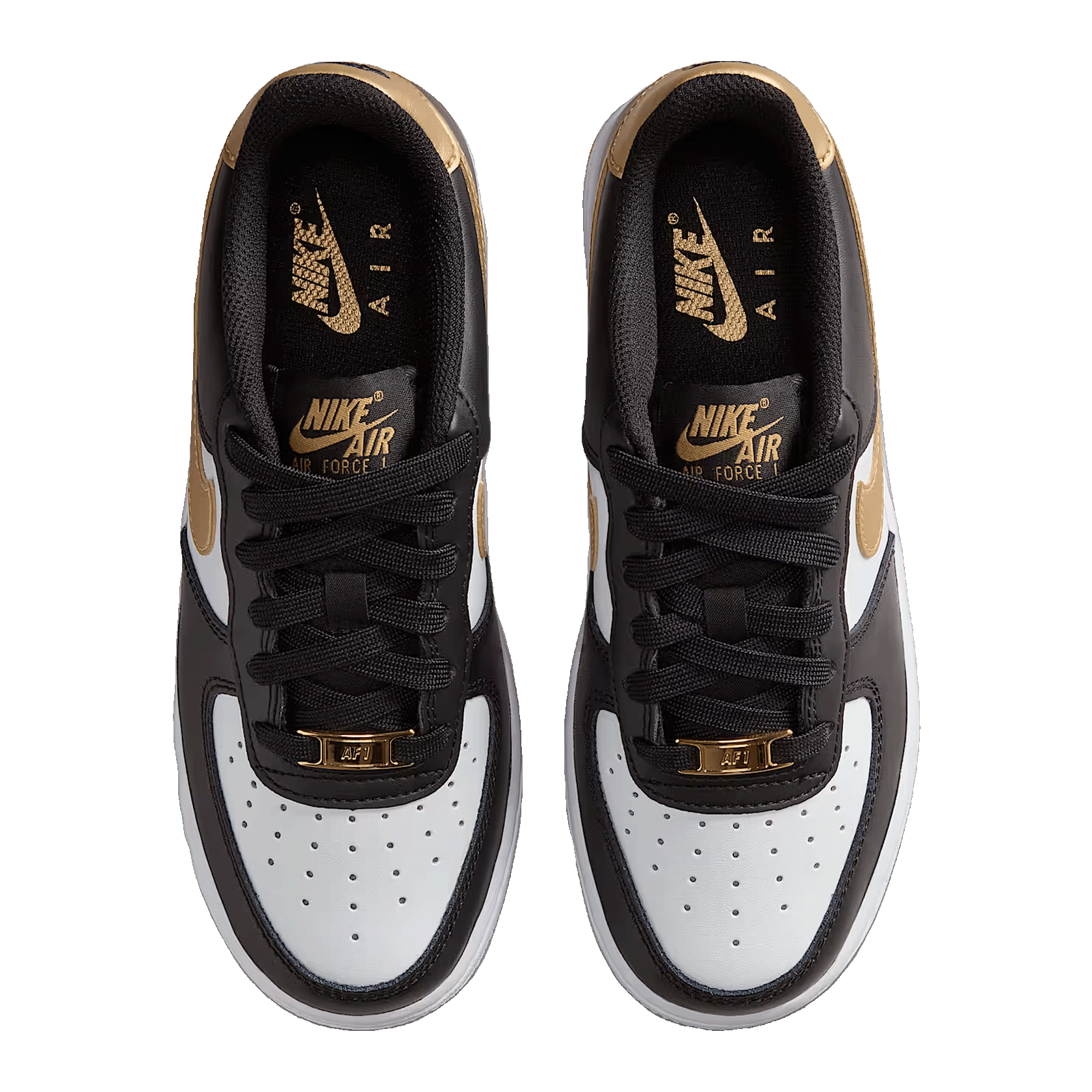Nike Air Force 1 Low Black White Metallic Gold (GS) Oben