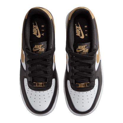 Nike Air Force 1 Low Black White Metallic Gold (GS) Oben
