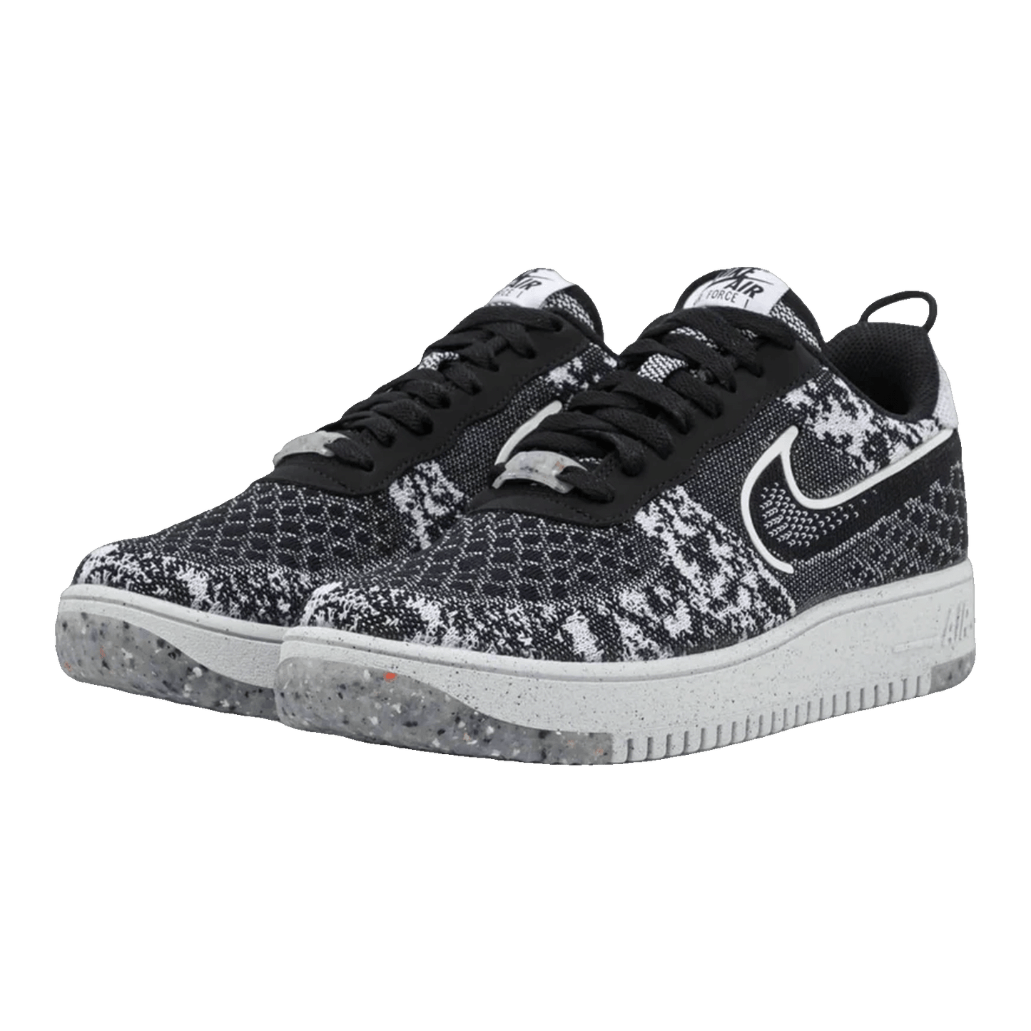 Nike Air Force 1 Low Crater Flyknit Black White Melange Side