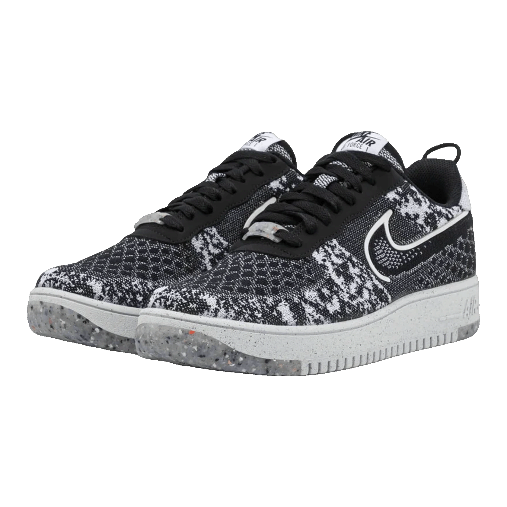 Nike Air Force 1 Low Crater Flyknit Black White Melange Side