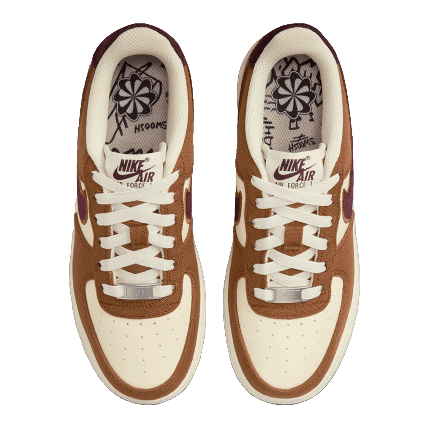 Nike Air Force 1 Low Light British Tan Burgundy Crush (GS) Oben