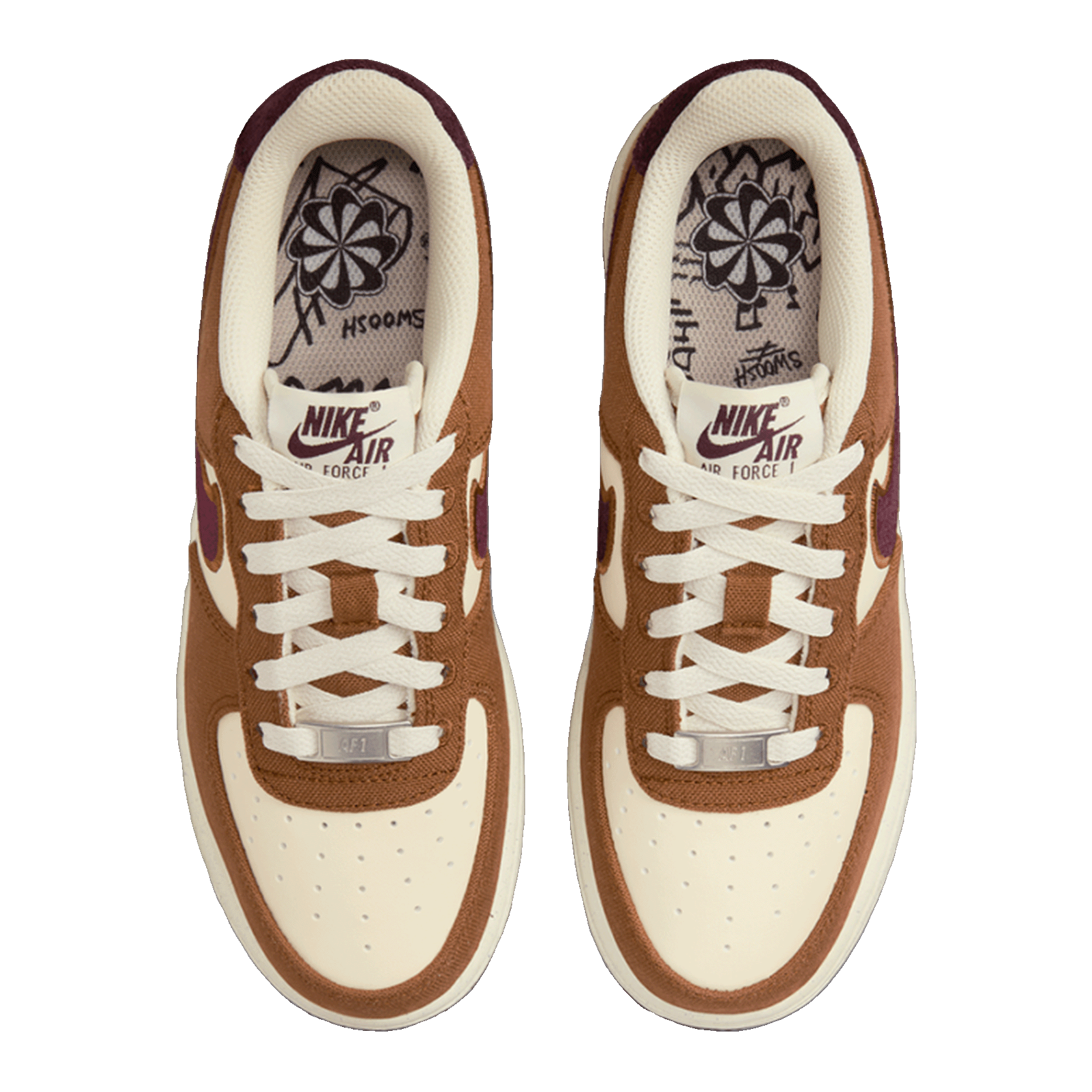 Nike Air Force 1 Low Light British Tan Burgundy Crush (GS) Oben